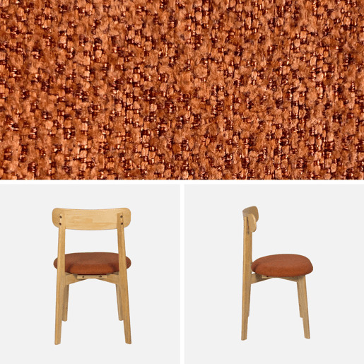 Cadeira vintage de madeira de seringueira em tom natural e tecido texturizado, set de 2 Natural - 50x45x80 cm