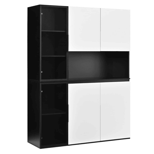 Vitrine alta sem dimensões específicas - vidro, LED, MDF, grande capacidade de arrumação - preto e branco