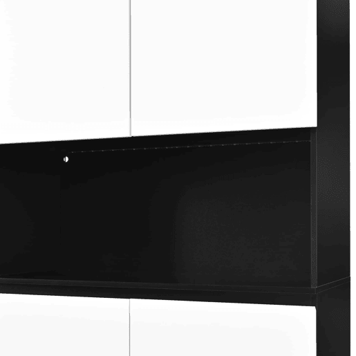 Vitrine alta sem dimensões específicas - vidro, LED, MDF, grande capacidade de arrumação - preto e branco