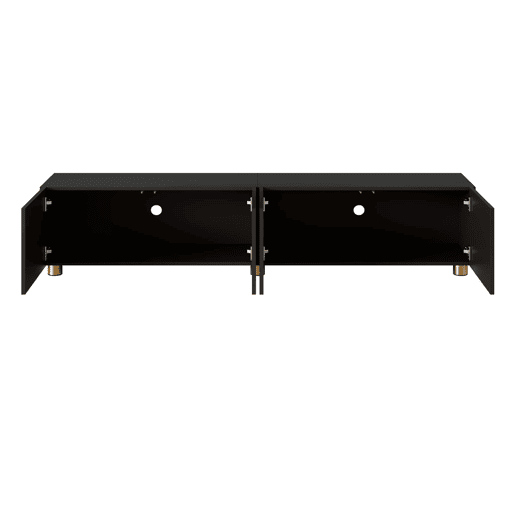 Móvel de TV tipo lowboard sem dimensões específicas - relevo arqueado com 4 portas, pés metálicos, grande espaço de arrumação - Preto Móvel de TV tipo lowboard sem dimensões específicas - relevo arqueado com 4 portas, pés metálicos, grande espaço de arrumação - Preto