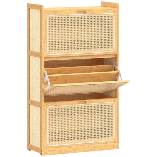 HOMCOM Sapateira com 2 Compartimentos Basculantes Sapateira Estilo Bohemio Estreita com Prateleiras Ajustáveis para 18-21 Pares de Sapatos Armário para Sapatos para Entrada e Corredor 69x29x119,8 cm Madeira HOMCOM Sapateira com 2 Compartimentos Basculantes Sapateira Estilo Bohemio Estreita com Prateleiras Ajustáveis para 18-21 Pares de Sapatos Armário para Sapatos para Entrada e Corredor 69x29x119,8 cm Madeira