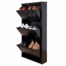Well Home Sapateira DUNNE Ultrafina em Aço Preto, 3 Compartimentos para 6 Pares de Sapatos, 50x13,5x103 cm, Ideal para Corredores e Espaços Reduzidos