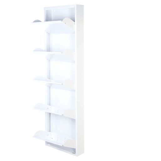 Well Home Sapateira DUNNE Ultrafina em Aço Branco, 5 Compartimentos para 10 Pares de Sapatos, 50x13,5x169 cm, Ideal para Corredores e Espaços Reduzidos Well Home Sapateira DUNNE Ultrafina em Aço Branco, 5 Compartimentos para 10 Pares de Sapatos, 50x13,5x169 cm, Ideal para Corredores e Espaços Reduzidos