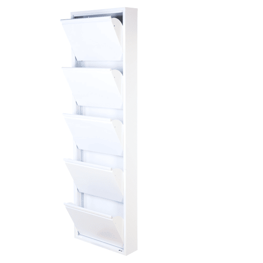 Well Home Sapateira DUNNE Ultrafina em Aço Branco, 5 Compartimentos para 10 Pares de Sapatos, 50x13,5x169 cm, Ideal para Corredores e Espaços Reduzidos Well Home Sapateira DUNNE Ultrafina em Aço Branco, 5 Compartimentos para 10 Pares de Sapatos, 50x13,5x169 cm, Ideal para Corredores e Espaços Reduzidos