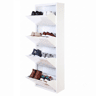 Well Home Sapateira DUNNE Ultrafina em Aço Branco, 4 Compartimentos para 8 Pares de Sapatos, 50x13,5x136,5 cm, Ideal para Corredores e Espaços Reduzidos