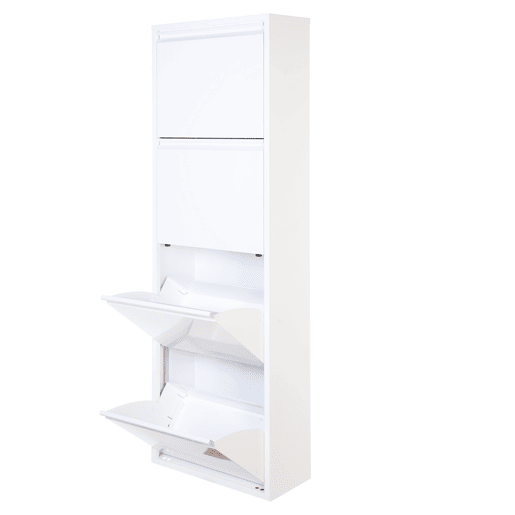 Well Home Sapateira DUNNE Ultrafina em Aço Branco, 4 Compartimentos para 8 Pares de Sapatos, 50x13,5x136,5 cm, Ideal para Corredores e Espaços Reduzidos Well Home Sapateira DUNNE Ultrafina em Aço Branco, 4 Compartimentos para 8 Pares de Sapatos, 50x13,5x136,5 cm, Ideal para Corredores e Espaços Reduzidos