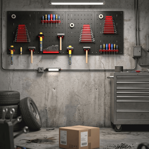 HOMCOM 4 Painéis de Ferramentas de Parede, 38 Peças, cada painel 60x40 cm, Organizador de Ferramentas de Parede com Ganchos e Suportes, para Garagens e Bricolage, Preto e Vermelho HOMCOM 4 Painéis de Ferramentas de Parede, 38 Peças, cada painel 60x40 cm, Organizador de Ferramentas de Parede com Ganchos e Suportes, para Garagens e Bricolage, Preto e Vermelho