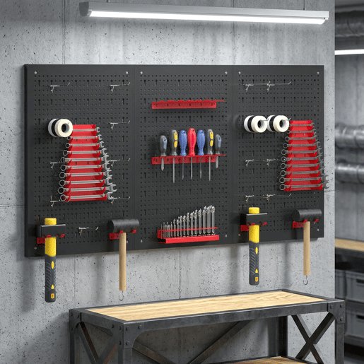 HOMCOM 3 Painéis de Ferramentas de Parede 28 Peças, cada painel 60x40 cm Organizador de Ferramentas de Parede com Ganchos e Suportes para Garagens e Bricolagem Preto e Vermelho HOMCOM 3 Painéis de Ferramentas de Parede 28 Peças, cada painel 60x40 cm Organizador de Ferramentas de Parede com Ganchos e Suportes para Garagens e Bricolagem Preto e Vermelho