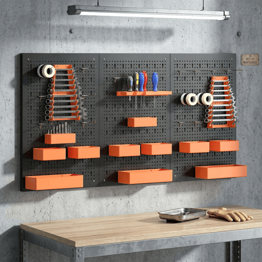 HOMCOM Organizador de Ferramentas de Parede de 33 Peças 120x60 cm, Painéis de Ferramentas de Parede com Ganchos, Contentores e Prateleiras, para Garagens, Preto e Laranja HOMCOM Organizador de Ferramentas de Parede de 33 Peças 120x60 cm, Painéis de Ferramentas de Parede com Ganchos, Contentores e Prateleiras, para Garagens, Preto e Laranja