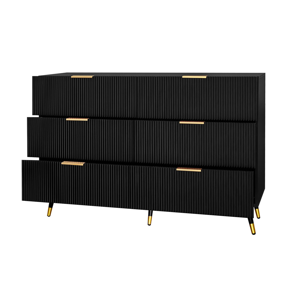 Cómoda Contemporánea de Madera con 6 Cajones para Salón 120 Negro
