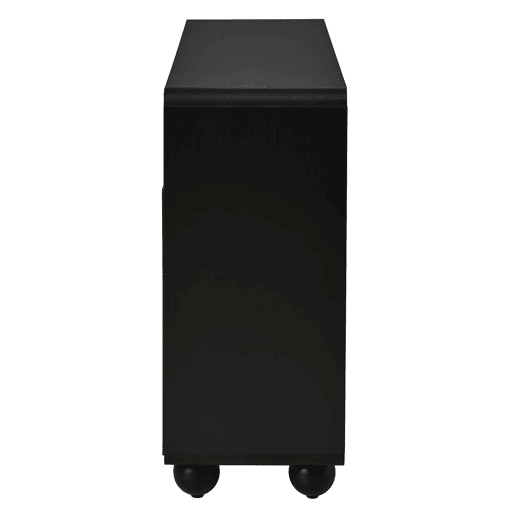 Aparador de 140 cm - portas curvas modernas, armário de arrumação em PB e MDF, pés metálicos redondos - preto