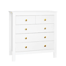 Cómoda Contemporânea para Quarto e Sala Camiseiro de Madeira com 5 Gavetas Frente Texturizada e Puxadores Dourados 79x39.5x80.5cm Branco
