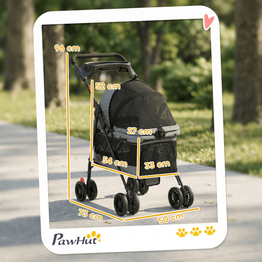 PawHut Carrinho Dobrável para Cães até 10 kg, Carrinho de 4 Rodas EVA para Cães Pequenos e Gatos, Rodas Giratórias e Travão, Janelas em Rede, Almofada Removível, Tabuleiro e Suporte para Copos, Leve, Cinzento PawHut Carrinho Dobrável para Cães até 10 kg, Carrinho de 4 Rodas EVA para Cães Pequenos e Gatos, Rodas Giratórias e Travão, Janelas em Rede, Almofada Removível, Tabuleiro e Suporte para Copos, Leve, Cinzento