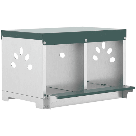 PawHut Ninho para Galinhas Poedeiras de Aço Galvanizado com 2 Compartimentos Ninho para 2 Galinhas com Teto Impermeável e Ventilação 54,5x42,5x35,5 cm Prata e Verde PawHut Ninho para Galinhas Poedeiras de Aço Galvanizado com 2 Compartimentos Ninho para 2 Galinhas com Teto Impermeável e Ventilação 54,5x42,5x35,5 cm Prata e Verde