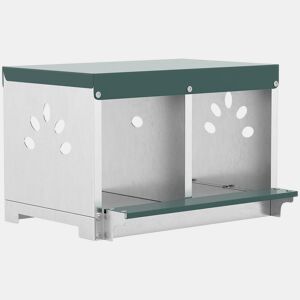 PawHut Ninho para Galinhas Poedeiras de Aço Galvanizado com 2 Compartimentos Ninho para 2 Galinhas com Teto Impermeável e Ventilação 54,5x42,5x35,5 cm Prata e Verde