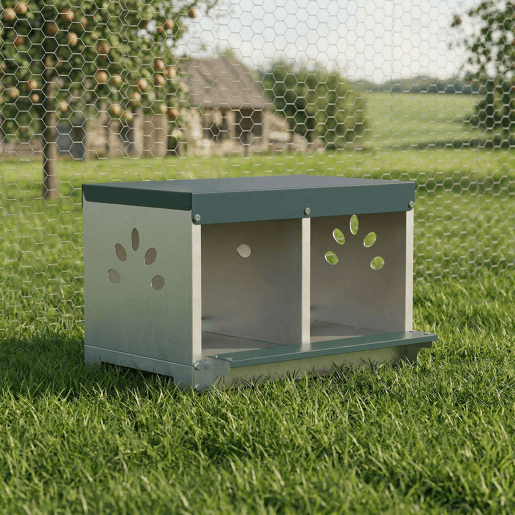 PawHut Ninho para Galinhas Poedeiras de Aço Galvanizado com 2 Compartimentos Ninho para 2 Galinhas com Teto Impermeável e Ventilação 54,5x42,5x35,5 cm Prata e Verde PawHut Ninho para Galinhas Poedeiras de Aço Galvanizado com 2 Compartimentos Ninho para 2 Galinhas com Teto Impermeável e Ventilação 54,5x42,5x35,5 cm Prata e Verde