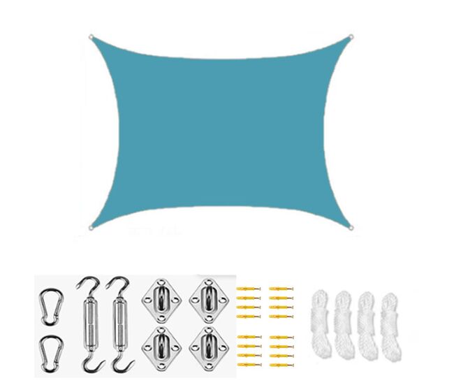 Vela de sombra impermeable anti-uv para exterior, azul turquesa, 3x3 m