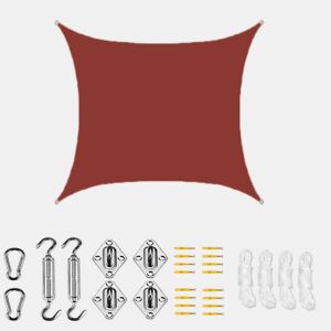 Vela de sombra impermeável anti-UV para exterior, Vermelho ferrugem, 4x4 m