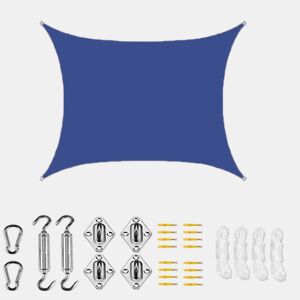 Vela de sombra impermeável anti-UV para exterior, Azul royal, 3x4 m