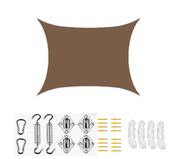 Vela de sombra impermeable anti-uv para exterior, marrón, 3x3 m