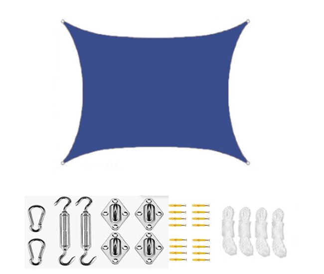 Vela de sombra impermeable anti-uv para exterior, azul real, 5x5 m