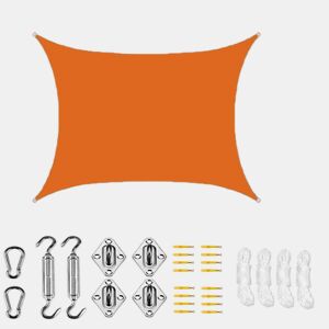 Vela de sombra impermeável anti-UV para exterior, Laranja, 2x4 m