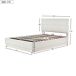 Cama tapizada LED con somier, almacenaje y acabado PU Cama tapizada LED con somier, almacenaje y acabado PU Blanco