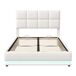 Cama tapizada LED con somier, almacenaje y acabado PU Cama tapizada LED con somier, almacenaje y acabado PU Blanco