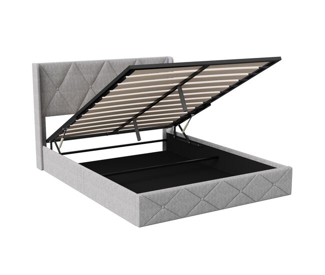 Cama de 140 x 200 con almacenamiento y led, cama tapizada en terciopelo, cama doble con almacenamiento, estructura de cama tapizada, cama para adultos