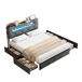 Cama con 4 cajones, LED, estructura metal y paneles 142x216 Cama con 4 cajones, LED, estructura metal y paneles 142x216 Beige
