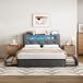 Cama con 4 cajones, LED, estructura metal y paneles 142x216 Cama con 4 cajones, LED, estructura metal y paneles 142x216 Beige