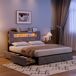 Cama con 4 cajones, LED, estructura metal y paneles 142x216 Cama con 4 cajones, LED, estructura metal y paneles 142x216 Beige