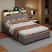 Cama doble con iluminación LED y amplio espacio de almacenamiento Cama doble con iluminación LED y amplio espacio de almacenamiento Gris