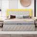 Cama terciopelo almacenamiento LED cabecero regulable base lamas 141x204 Cama terciopelo almacenamiento LED cabecero regulable base lamas 141x204 Beige