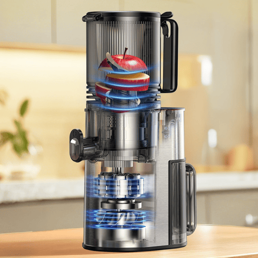 CelerySpec SJ-048-EU-SS Espremedor de sumor lento - 250W Moc 1.8L Grande capacidade Duas aberturas alimentação de 130 mm e 45 mm Tela removível - Prata
