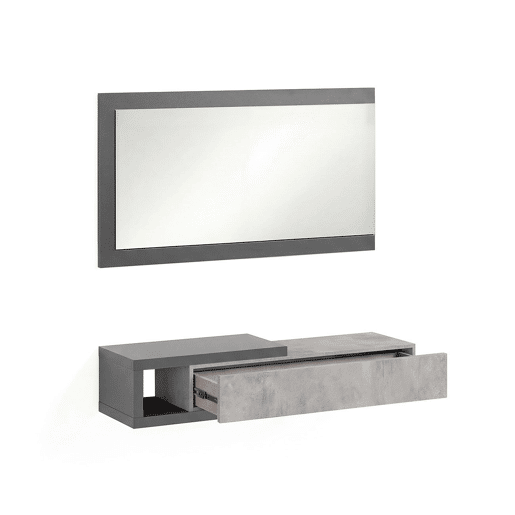 Armário de corredor Derek com espelho Gris Grafito - Gris Cemento 95 x 19 x 26 cm
