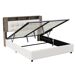 Cama terciopelo LED, somier hidráulico lamas y almacenaje Cama terciopelo LED, somier hidráulico lamas y almacenaje Blanco/ Beige