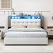 Cama terciopelo LED, somier hidráulico lamas y almacenaje Cama terciopelo LED, somier hidráulico lamas y almacenaje Blanco/ Beige