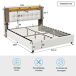 Cama terciopelo LED, somier hidráulico lamas y almacenaje Cama terciopelo LED, somier hidráulico lamas y almacenaje Blanco/ Beige