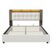 Cama terciopelo LED, somier hidráulico lamas y almacenaje Cama terciopelo LED, somier hidráulico lamas y almacenaje Blanco/ Beige