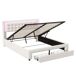 Cama tapizada remaches LED USB, cajones y bolsa almacenaje 145x193 Cama tapizada remaches LED USB, cajones y bolsa almacenaje 145x193 Beige