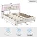 Cama tapizada remaches LED USB, cajones y bolsa almacenaje 145x193 Cama tapizada remaches LED USB, cajones y bolsa almacenaje 145x193 Beige