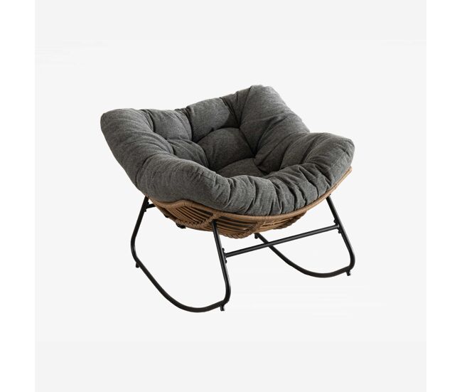 Sillón mecedora - sillón de acento tapizado en chenilla, diseño moderno para habitación infantil, salón, dormitorio y apartamento - gris