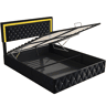 Cama em veludo com arrumação 160x200 cm - com LED e base de ripas - Cama de casal com arrumação - com cabeceira regulável em altura - Negro