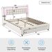 Cama tapizada remaches LED USB, cajones y bolsa almacenaje 185x203 Cama tapizada remaches LED USB, cajones y bolsa almacenaje 185x203 Beige