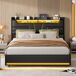 Cama juvenil matrimonio con LED, USB y amplio almacenaje 143x211 Cama juvenil matrimonio con LED, USB y amplio almacenaje 143x211 Negro
