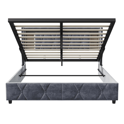 Cama de arrumação 140x200cm - Cama de casal com estrado de ripas e cabeceira LED com porta de carregamento USBTipo C, em tecido de veludo cinzento Cama de arrumação 140x200cm - Cama de casal com estrado de ripas e cabeceira LED com porta de carregamento USBTipo C, em tecido de veludo cinzento