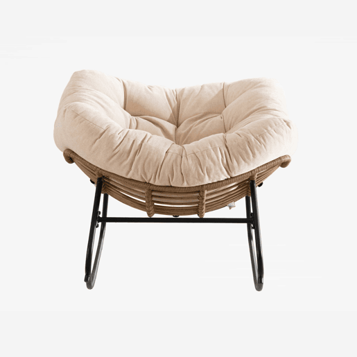 Cadeira de balanço de tamanho padrão - moderna, estofada em chenille, para sala de estar, quarto, quarto de criança e apartamento - bege Cadeira de balanço de tamanho padrão - moderna, estofada em chenille, para sala de estar, quarto, quarto de criança e apartamento - bege