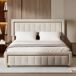 Cama polipiel madera, somier hidráulico lamas y almacenaje Cama polipiel madera, somier hidráulico lamas y almacenaje Beige