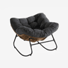 Cadeira de baloiço de 95 cm - Cadeira de apoio com almofada de chenille - Preto
